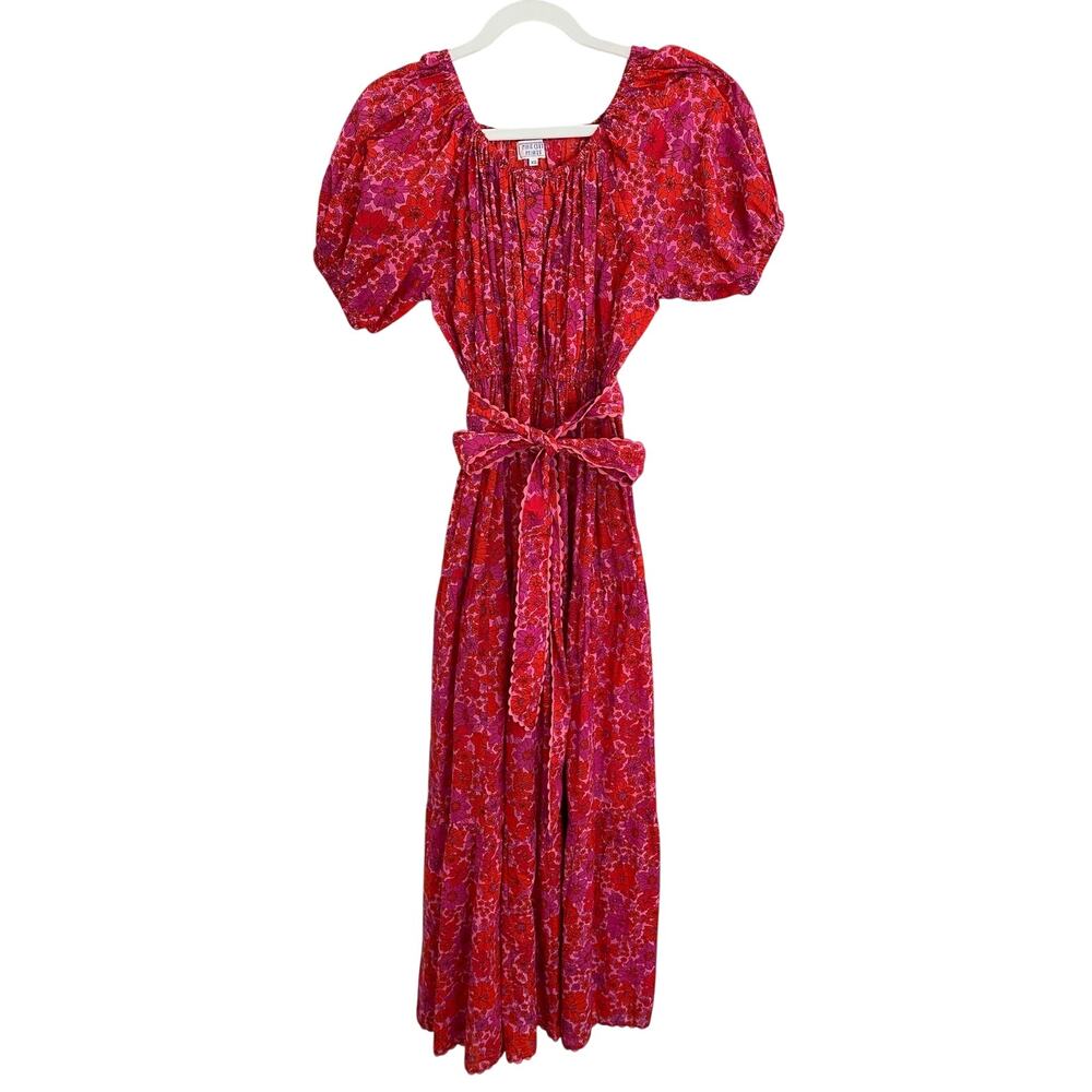 Pink City Prints Tuckernuck Poppy Red Pink Floral Tango Maxi Midi Dress XS